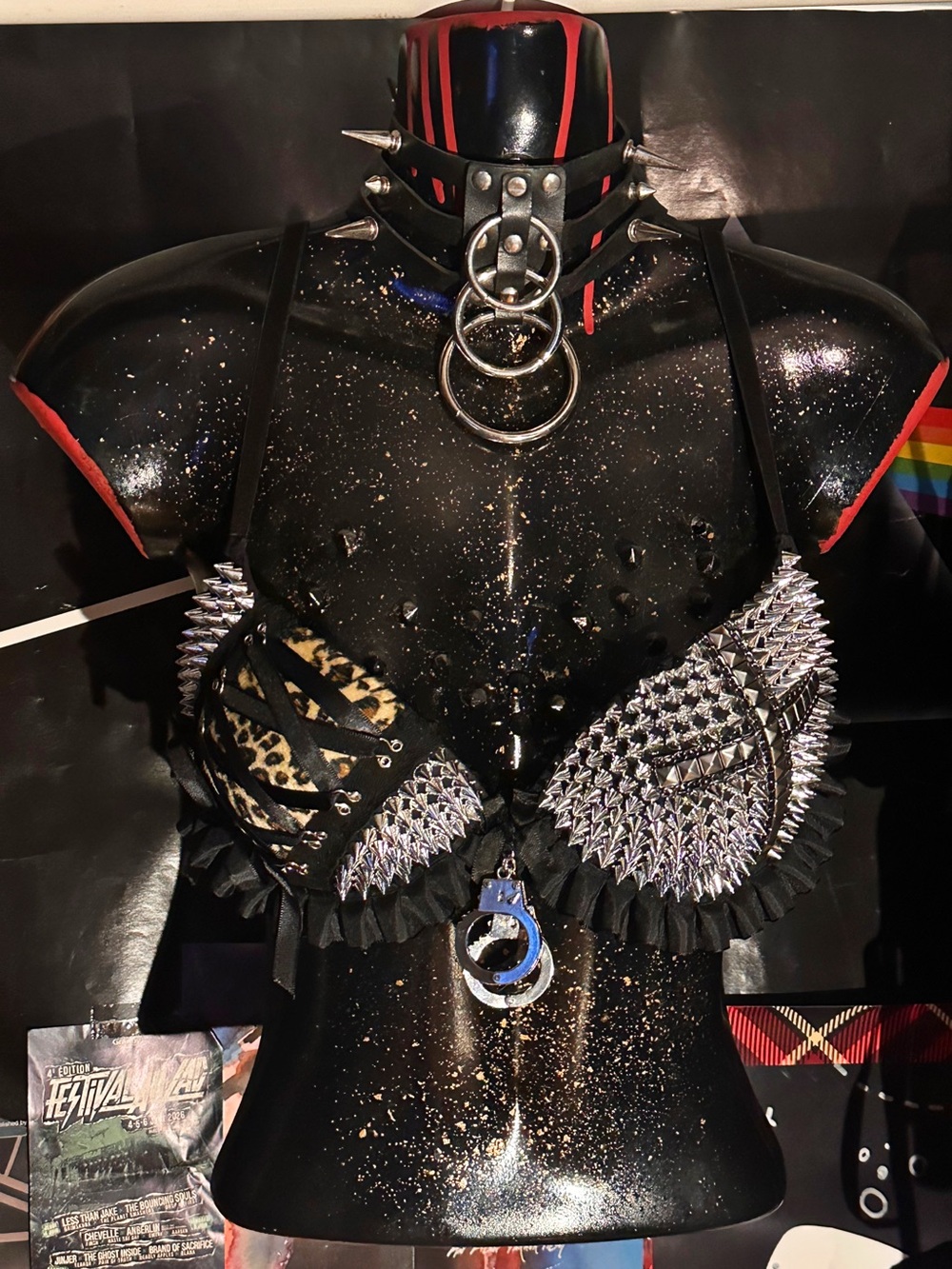 Spiked corset cheetah bra